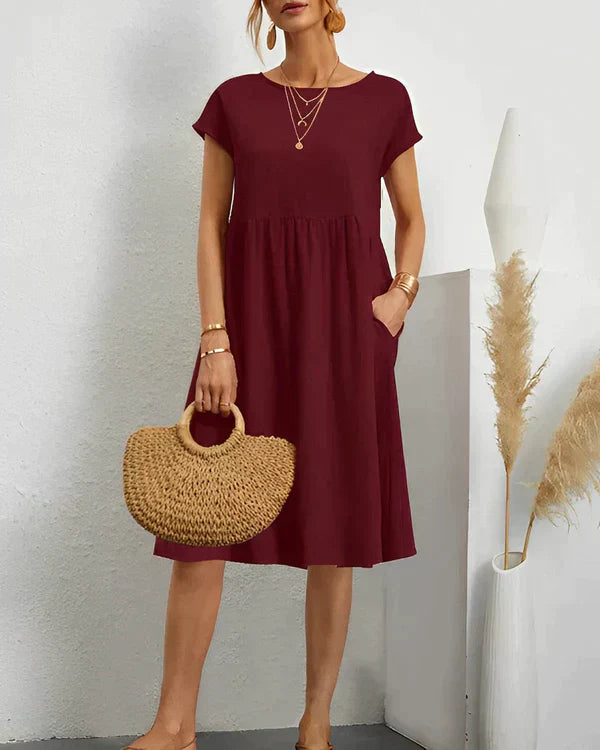 JACQUELINE | ELEGANT ROUND NECK DRESS Bennet & Stone London