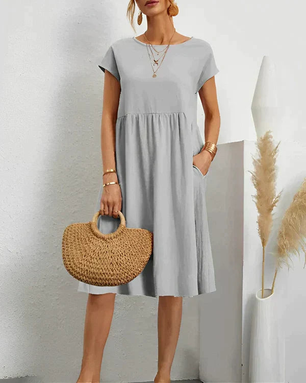 JACQUELINE | ELEGANT ROUND NECK DRESS Bennet & Stone London