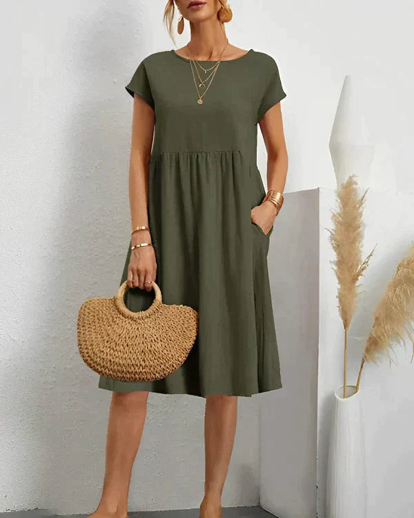JACQUELINE | ELEGANT ROUND NECK DRESS Bennet & Stone London