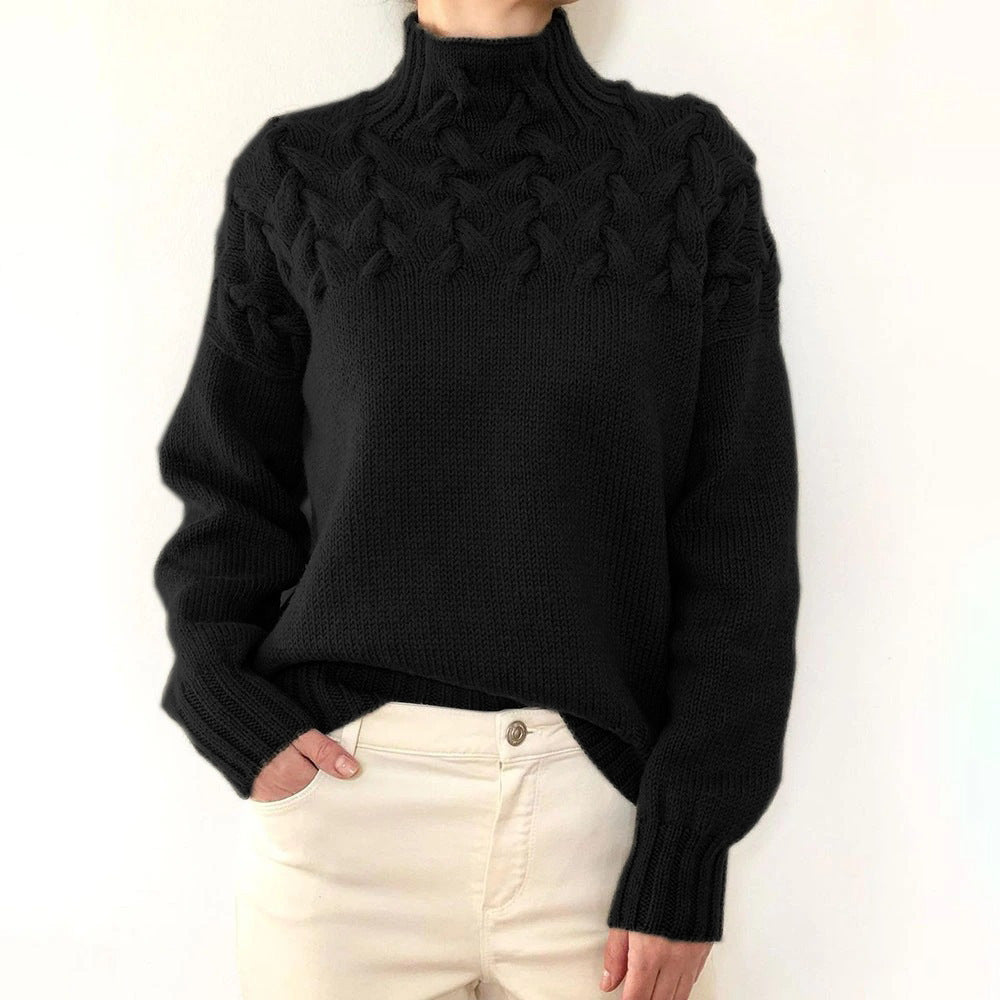 CORDELIA | CABLE KNIT HIGH-NECK JUMPER Bennet & Stone London